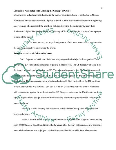 Difficulties Associated with Defining the Concept of Crime