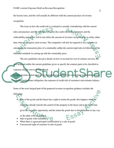 FASBs Current Exposure on Revenue Recognition