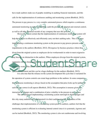 Designing Continuous Auditing for a Highly Automated Procure-to-Pay Process