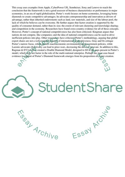 Model of National Competitive Advantage of Porter
