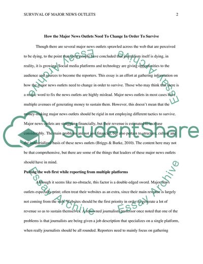 How the Major News Outlets Need to Change in Order to Survive