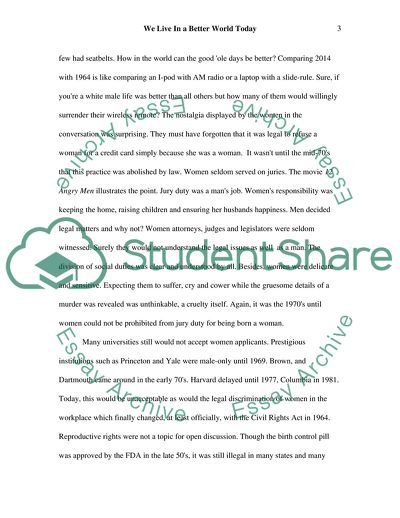 We Live in a Better World Today