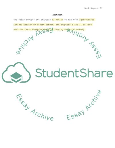 Agricultures Ethical Horizon by Robert Zimdah and Food Politics