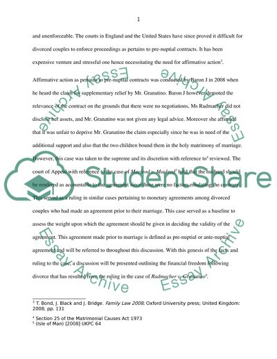 Development in the Area of Financial Relief on Divorce