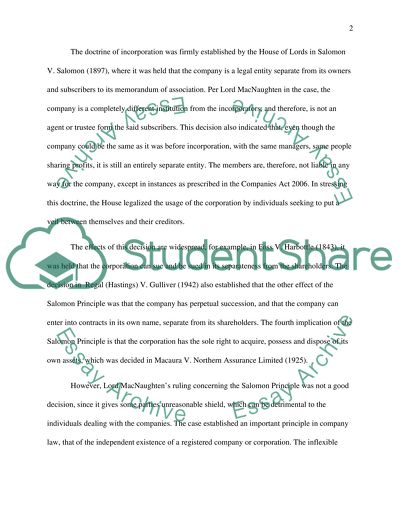 The Corporation as a Legal Entity