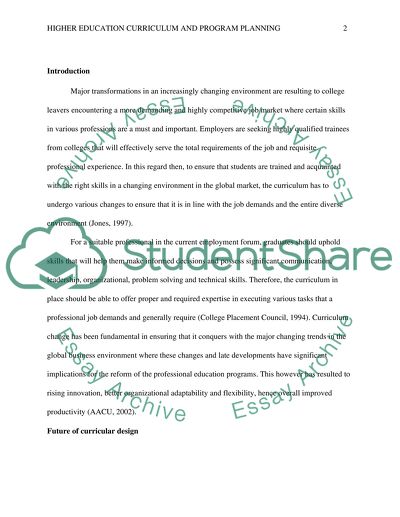 Higher Education Curriculum and Program Planning(Future Directions Question )