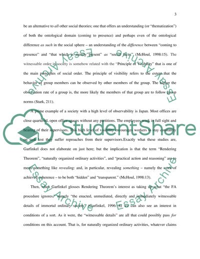 Sociologies of the Witnessable and the Hidden Social Order