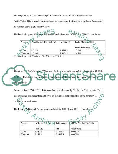 Company Analysis of the Financial Performance of Whitebread Plc