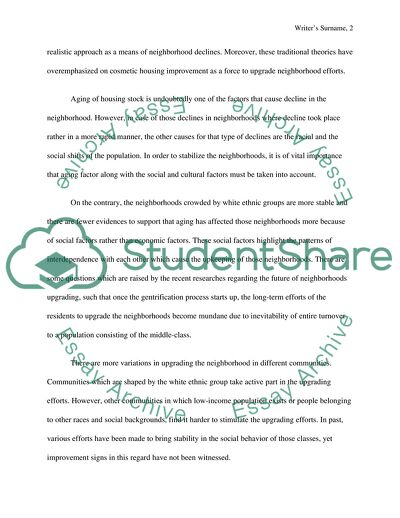 Upgrading Neighborhoods and Gentrification