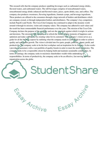 Food & Beverage Market Place: the Coca-Cola Companys Case