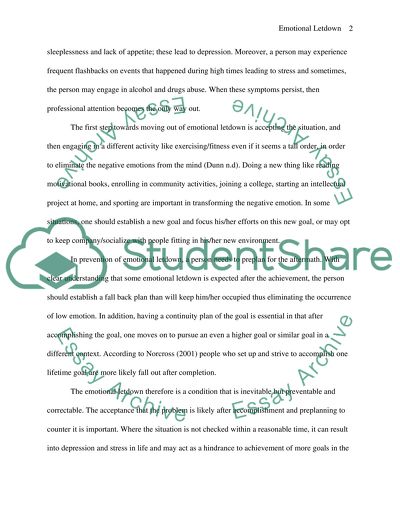 Emotional Letdown Condition