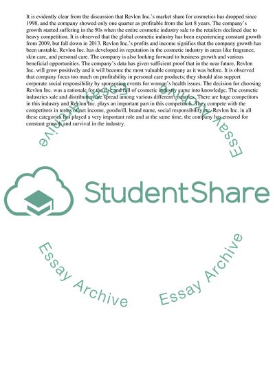 International Competitive Status and Cross Culture Management of Revlon Inc