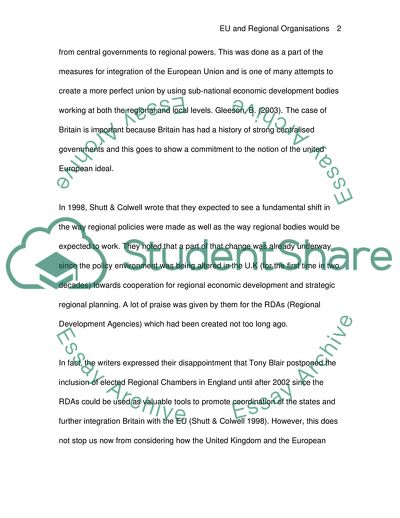 EU and Regional Organisations
