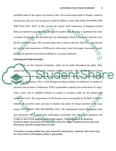 Impact of Euro Crisis on Securities Trade Transactions