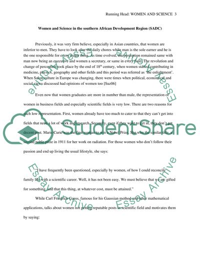 Women and Science in the southern African Development Region (SADC)