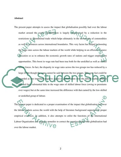 The Impact of Globalization On Labour Markets