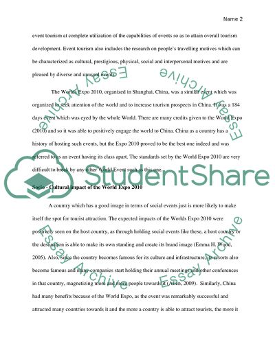 The Impacts of Events - World Expo in China