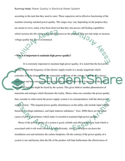 Power Quality in Electrical Power System