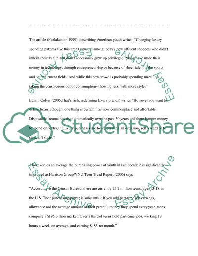 The behaviour of the young towards luxury products