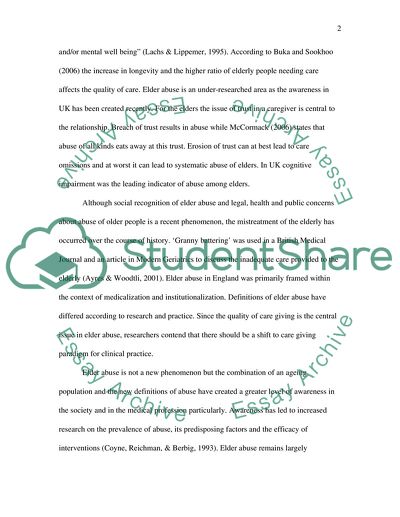 Abuse and Neglect of Elderly Persons