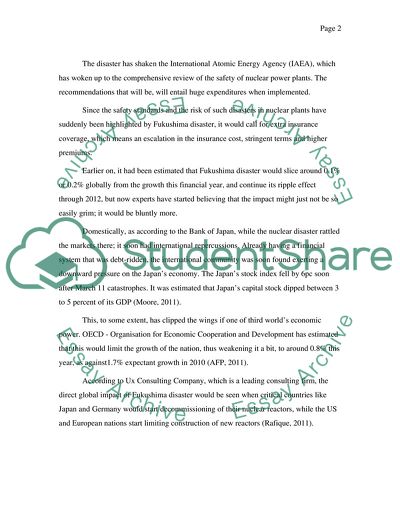 The economic effect of fukushima nuclear power disaster