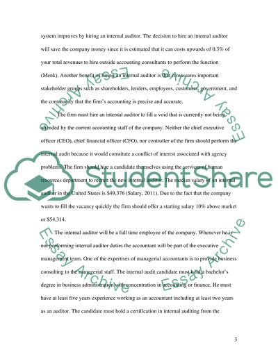 Internal auditor in a company