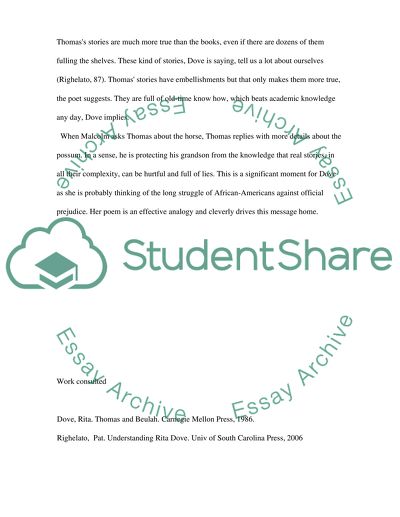 Rita Dove Roast Possum What is Thomas Doing