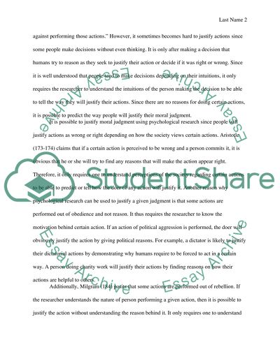 Can Psychological Research Make Moral Judgments Help to Justify a Given Judgment