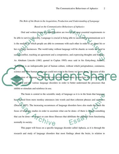 The Communicative Behaviours of Aphasics