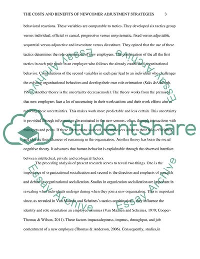 The Costs and Benefits of Newcomer Adjustment Strategies