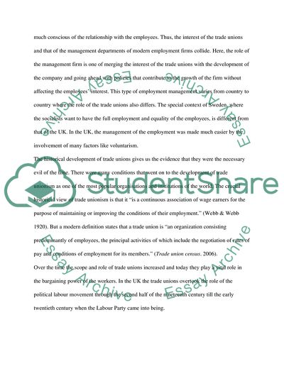 The Role of Trade Unions in Sweden and the UK