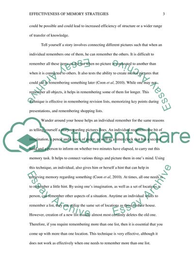 Effectiveness Of Memory Strategies