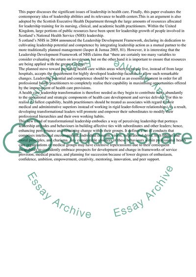 Health Care Leadership in Era of Instability