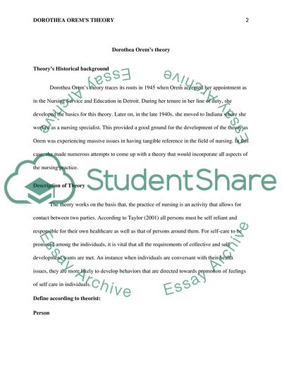 Orems General Theory of Nursing and Families