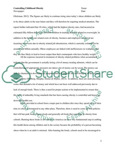 Controlling Childhood Obesity