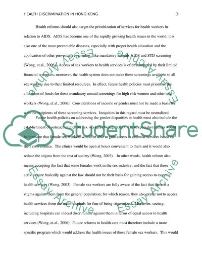 Health Discrimination in Hong Kong