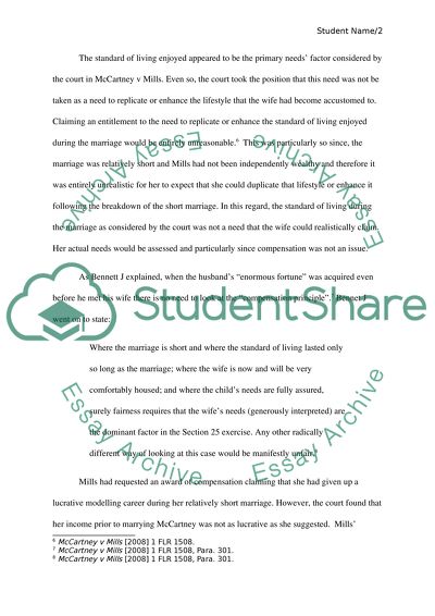 Adopting the Needs Based Principle to Settle the Case