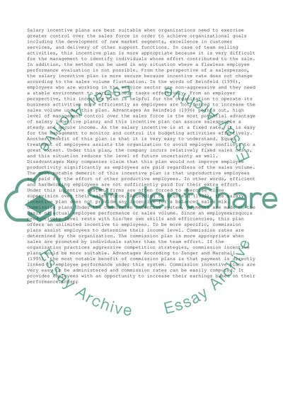 Incentive pay plan research paper