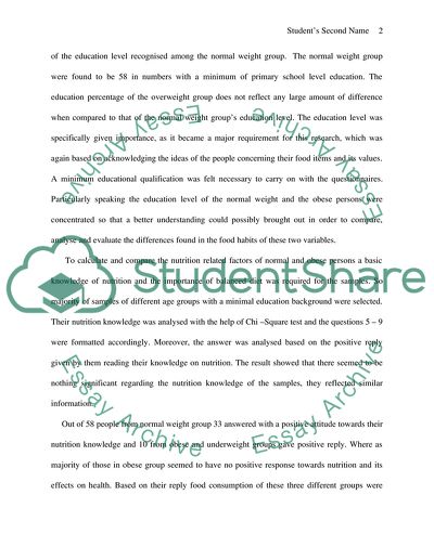 Comparison of Nutrition-related Factors Between Normal Weight and Obese Group