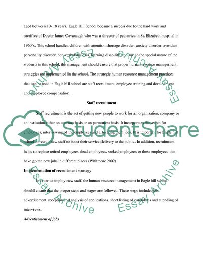 Implemenattion of Human Resource Management Practices in Eagle Hill School
