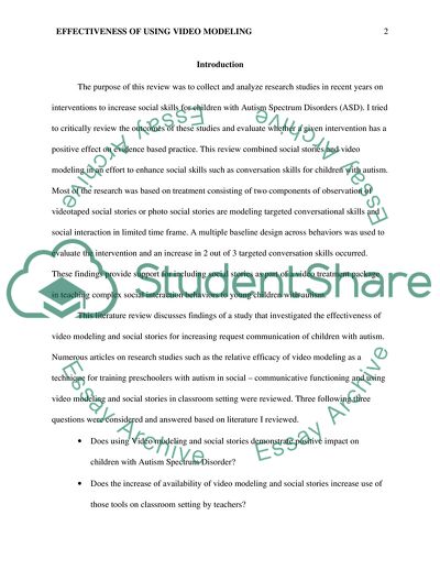 Effectiveness of Video Modeling and Social Stories for Children With Autism