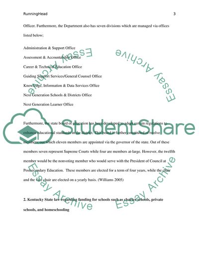 The Organizational and Governance Structure at the Kentucky State and Local Levels for K-12 Schools