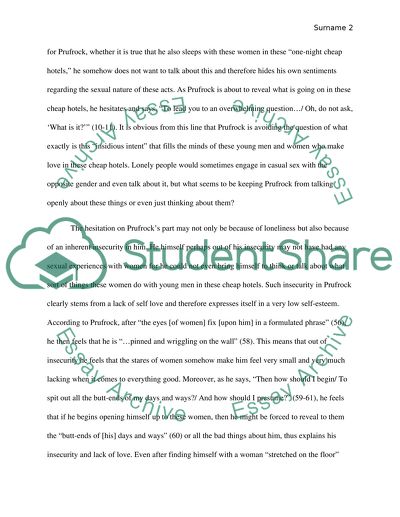 The Lack of Love in The Love Song of J. Alfred Prufrock