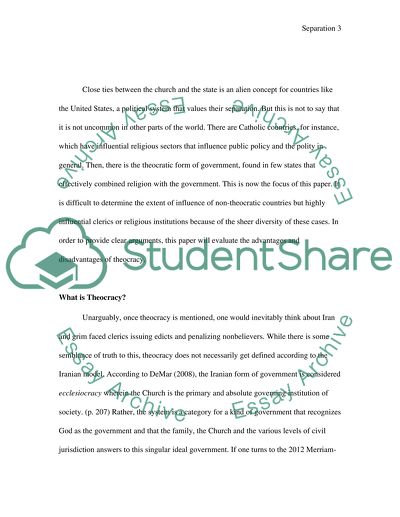 The Separation of Church and State