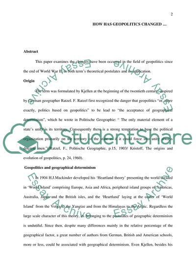 How has geopolitics changed the end of WWII