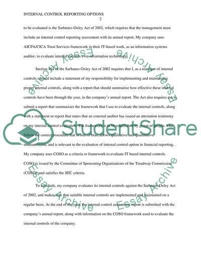 Controls for Information Technology and Reporting and Evaluation