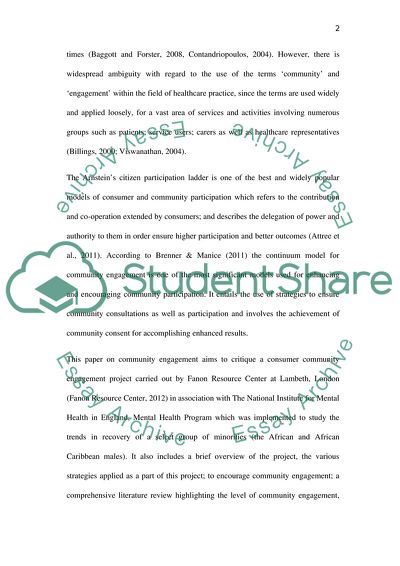 A Critique of an Example of Community Engagement