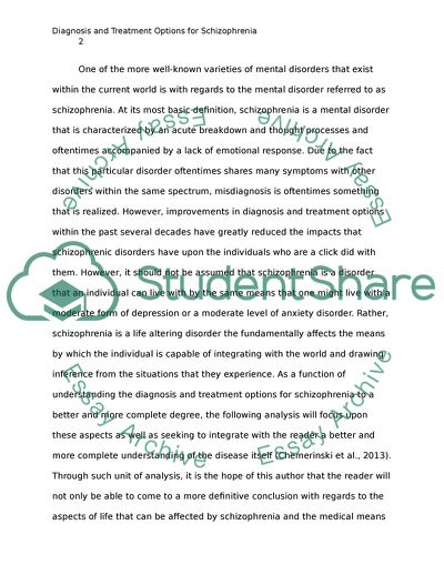 Diagnosis and Treatment Options for Schizophrenia