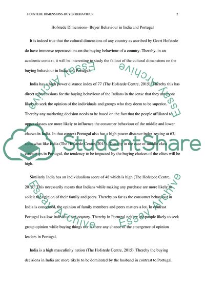 Compare and contrast how Hofstede&apos;s dimensions impact buyer behavior between India and Portugal