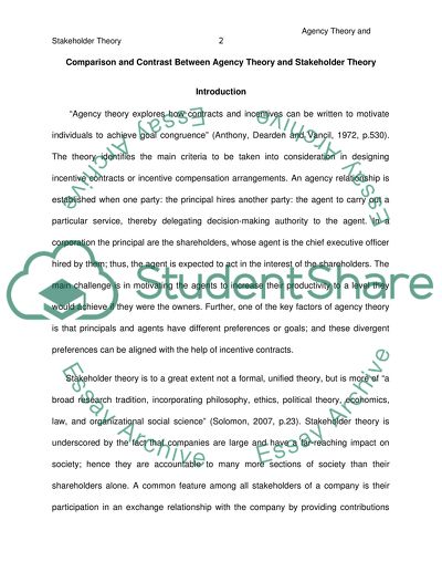 Comparing Agency Theory and Stakeholder Theory
